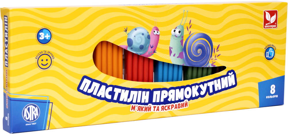 Пластилін прямокутний восковий 8 кольорів - фото 1