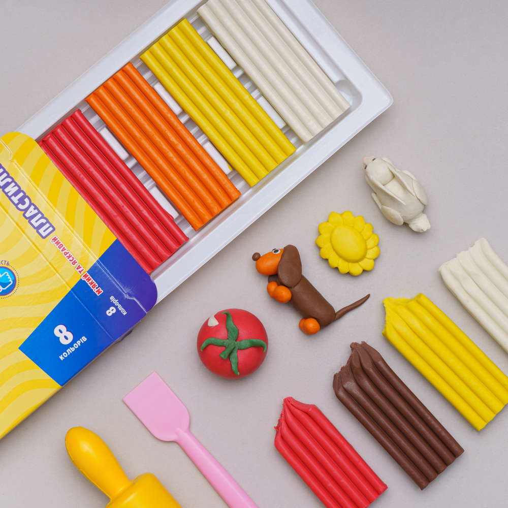 Пластилін прямокутний восковий 8 кольорів - фото 3