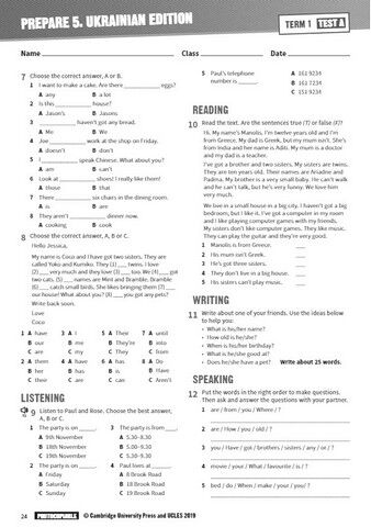 Збірник тестів Англійська мова Prepare Test book 5 клас Авт: Lucy Torres Stuart Cochrane Вид-во: Cambridge university press - фото 6