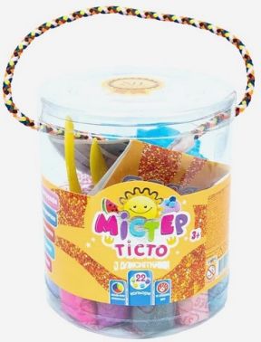 Набір маси для ліплення. Містер тісто. 22 кольори з блискітками Набір маси для ліплення. Містер тісто. 22 кольори з блискітками