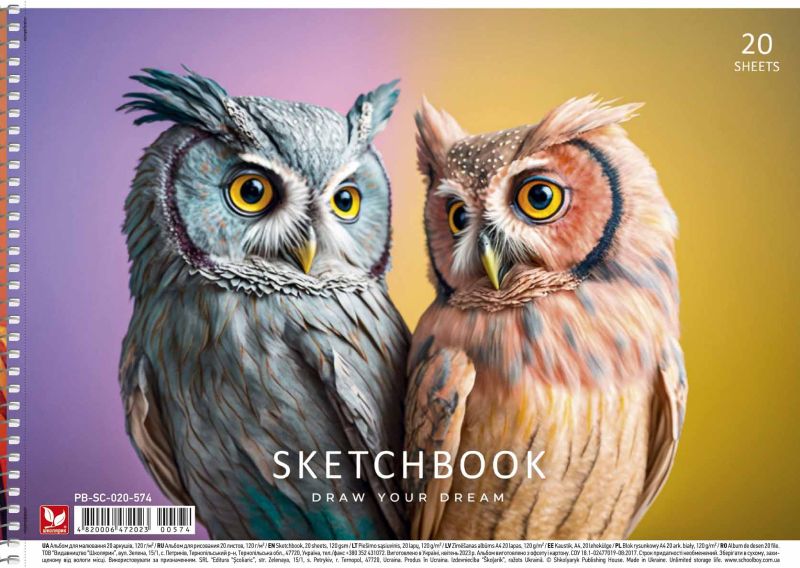 Альбом для малювання, спiраль, 20арк., 120г/м2, Школярик (PB-SC-020-574) - фото 4