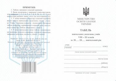 Табель для учнів 8–11 кл. Табель для учнів 8–11 кл.