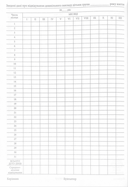 Журнал обліку щоденного відвідування групи дітьми дошкільного закладу № - фото 5