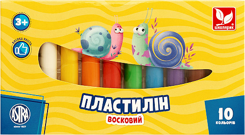 Пластилін восковий круглий 10 кольорів Школярик - фото 1