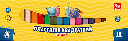 Пластилін восковий квадратний 18 кольорів Школярик - фото 1