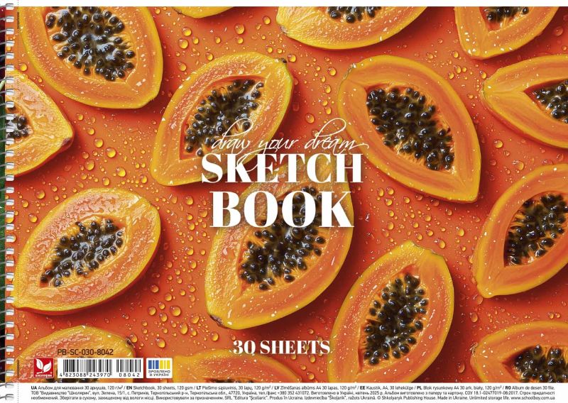Альбом для малювання, спiраль, 30арк., 120г/м2, УФ-лак, Школярик - фото 3
