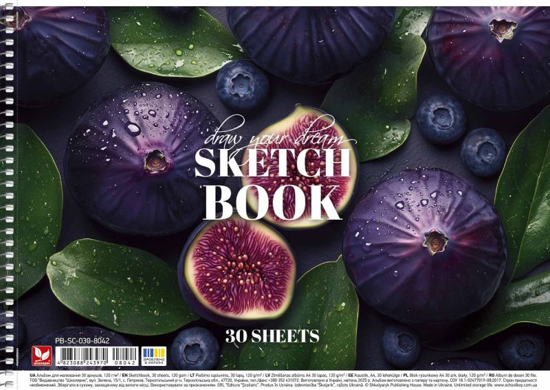 Альбом для малювання, спiраль, 30арк., 120г/м2, УФ-лак, Школярик - фото 4