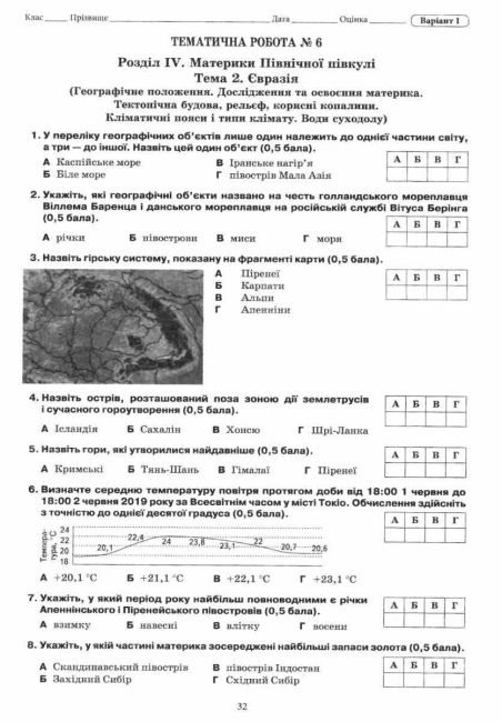 Зошит для поточного та тематичного оцінювання Практичні роботи Географія 7 клас Нова програма Авт: Грома В.Д. Вид-во: Освіта - фото 5