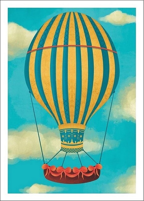 Листівка вітальна «Жовто-блакитна повітряна куля» - фото 1